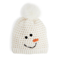 Beanie Pom Crocheted Fleece Lined Snowman Button Eyes Hat Frosty The Snowman
