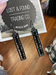 Earrings, Rectangle Beaded Dangle Black