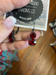 Earrings, Rhinestone Clasp Closure Red