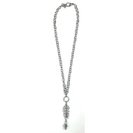 Necklace, Gunmetal Chain Rhinestone Drop