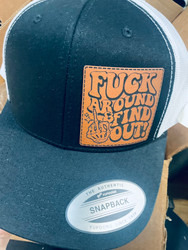 Baseball Trucker Cap, Leather Patch Snapback Fuck Around & Find Out