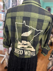 Flannel, Red Wing Olive Buffalo Plaid Check