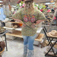 Top, T-Shirt Peace Sign Wild Free Oversized Floral