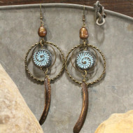 Earrings, Tribal Czech Fossil Stone