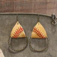 Earrings, Leather Baseball