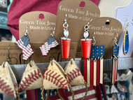 Earrings, Leather Baseball