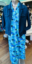 Dress, Maxi Ruffle Coolant Fabric SPF 50 LuLu B Blue Palms ptbl