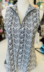 Top, Sleeveless 1/4 Zip Coolant Fabric SPF 60 LuLu B Tan Black