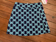 Skort, Phone Pocket, 2 Waist Zip Pickets Side Seam Zip LuLu B Navy Circles