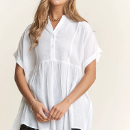 Top, White Loose Fit Button