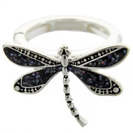 Ring, Stretch Dragonfly Glitter