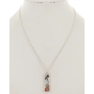 Necklace, Dragonfly Silver Tri-Tone Rectangle 