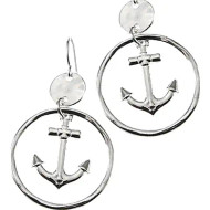 Earrings, Anchor Dangle Disc
