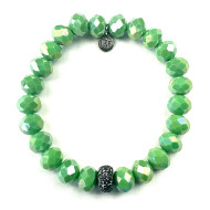 Bracelet, Stretch Faceted Glass Bead Lime Green