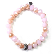 Bracelet, Stretch Faceted Glass Bead Pink