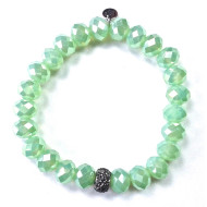 Bracelet, Stretch Faceted Glass Bead Mint