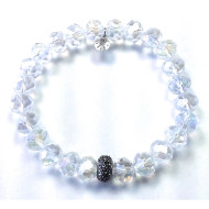 Bracelet, Stretch Faceted Glass Bead Clear