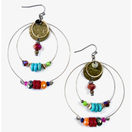 Earrings, Hoop Double Multi Beads