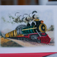 Card, Greeting Birthday Quilling Fathers Day Locomotive Train 