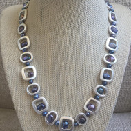 Necklace, Pearl Freshwater Brushed Metal 