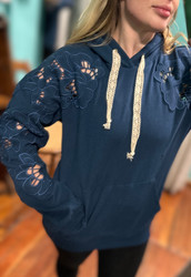 Sweatshirt, Hoodie Midnight Blue Cutout Flower Design
