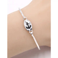Bracelet, Anchor Casting Bracelet Silvertone 
