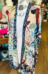 Kimono, Floral Navy Beige