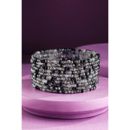 Bracelet, Stretch Glass Bead 10 Part Grey Natural