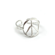 Ring, Peace Sign Adjustable Silver Coated