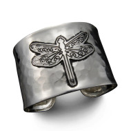 Bracelet, Cuff Dragonfly Brass Sterling Plated