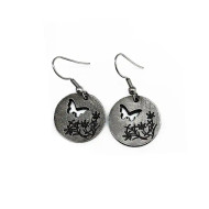 Earrings, Butterfly Pewter Cutout