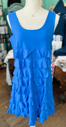 Dress, Sleeveless Ruffle Cha Cha Coolant Fabric Ocean Blue