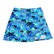 Skort, Phone Pocket 2 Waist Zip Pockets Coolant Fabric LuLu B Palm Teal Navy
