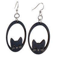Earrings, Cat Sneaky Peeking USA Made