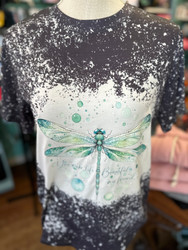 T-Shirt, Dragonfly Bleached You Make Life Better My Friend Black