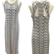 Dress, Maxi Sexy Sleeveless  oolong Fabric LuLu B Stone Black Herringbone 
