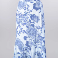 Skirt, Plus Size Blue White Lined Elastic Waist