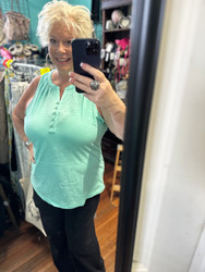 Tank, Beachtime by LuLu B Button Detail Sea Foam  Green