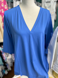 Top, V Neck 3/4 Sleeve Coolant Fabric LuLu B Ocean Blue