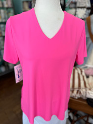 Top, Short Sleeve Coolant Fabric Hot Pink LuLu B