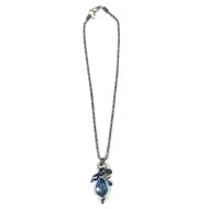 Necklace, Iridescent Blue Drop Charms