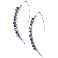 Earrings, Beaded Blue Wrapped 