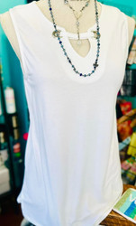 Top, Sleeveless Notch Neck Grommet Detail