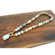 Necklace, Semi Precious Stones Stainless Steel