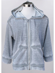Sweatshirt, Plus Size Zip Up Hoodie 2 Picket Snap Roll Up Arms