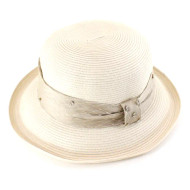 Hat, Summer Straw Ivory Rhinestone Detail Ribbon