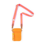 Purse, Phone Crossbody Zipper Closure Front Zip Picket Orange