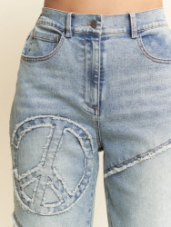Jeans, Peace Sign Patches Denim 