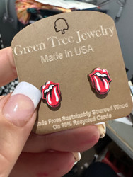 Earrings, Stud Rolling Stones Lips Tongue Laser Cut USA Made