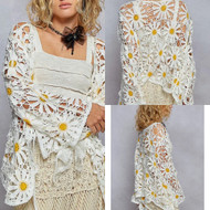 Cardigan, Crochet Daisy One Size White